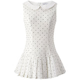 French Style Temperament White Wave Dot Doll Collar Vest Dress Girl Small Waist Thin 100-Fold Short Skirt