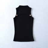 Personality Pure Wind Half-High Collar Hollow Vest Top Spring And Summer New Sexy Slimming Hottie Sleeveless Short