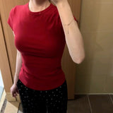 2026 Simple Temperament Round-Neck Short-Sleeved Female Slimming Commuting Korean Women's Top Dress