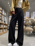 Black Casual Broad-Legged Suit Pants Women's New Large-Size Fat Mm Loose Thin Pear-Shaped Body Straight Pants