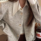 Fake Two POLO Collar Small Fragrant Coat 2026 Autumn And Winter New Short Temperament Coarse Flowers, High-End Short Top Woman