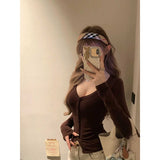 Fashion Sexy Hottie Shoulder Long-Sleeved T-Shirt Girl Spring New Slimming Inside A T-Shirt Niche Top
