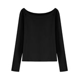 Zhang Jingyi Star With The Same Oblique Shoulder Short-Sleeved Female Open-Shoulder T-Shirt Summer Pure Hot Girl Loose Black Shoulder