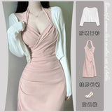 Large-Size Fat MM French Pure Desire Hanging Neck Dress Women Summer New Temperament Masked Lean Hottie Sling Skirt