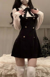 Autumn 2025 New Female Rich Family Gold To Collect Thin College French Style Strap Fake Two-Piece Dress Dress Woman