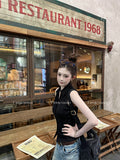 Fashion Polo Clapping Waistless Sleeveless Thin Top Lady 2026 New Summer Single Buckle Digging Shoulder Hanging Neck Vest
