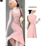 Fang Collar Dress Women's Summer 2025 New Royal Sister Style Thousands Of French Temperament Dress-In-The-Body-Style Ass Long Skirt