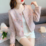 2026 Spring And Autumn New Small Fragrant Style Short Coarse Flowers Coat Women's Long-Sleeved Senior Sense Of French Thin Top