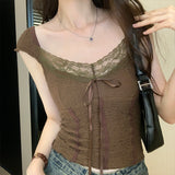 French Lace Babes Sling Lace-Side Vest Women Summer New V-Neck Collar Collar Collar Collar Small Short Outside Wear