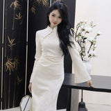 New Chinese Women's Dress 2025 Spring Improved Cheongsam High-End Exquisite Temperament Famous National Style Purple Buckle Dress