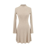 Autumn And Winter Pure Wind Half-High Collar Horn Sleeve Dress Bag Small Man Plus Long Dress Knitted Sweater