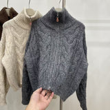 KANING Solid Color Lazy Windy Sweater 2026 Autumn And Winter New Thick Collar Knit Coat Woman