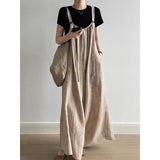 2026 Summer Cotton Languis Lazy Back Trousers Women's New Summer Feeling Loose Leisure Wide Leg Conjoined Long Pants