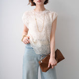 Multiplication Large Number Of Goods New High-End Collar Lace Lace Fashion Sleeveless Shirt Top Lady