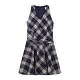 [Original Practice] French V-Neck Hanging Neck Lattice Dress Women's New Summer Temperament To Be Short