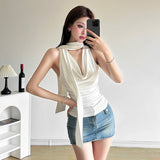 Fashion Design Style Drifting Tie Sleeveless Vest Women Summer New Hottie Sexy Slimming Top