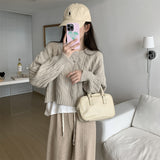 Kaning Fashion Round-Necked Jasmine Knitted Shirt 2026 Autumn And Winter New Blouse With Lazy Wind Sweater