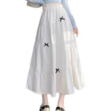 Small Three-Dimensional Bow Splicing Half-Dress Girl Spring And Autumn Elegant Girl Wind Tight Waist A-Shaped Dress