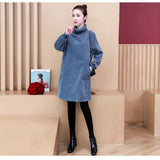 Large-Size Women's Autumn And Winter Thicker Corduroy Dress 2026 New Medium And Long Collar Plus Velvet Winter Skirt