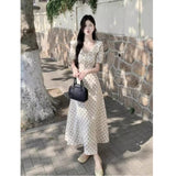 French With Bubble Sleeves And Dot Dresses In The Summer Women's New Lotus Leaf Side Skinny Chic Temperament Dress