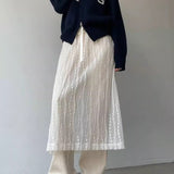 2025 New Women's Lace Mesh Dress Spring And Autumn Dress Folded With Medium And Long Skirts With Half-Body Skirt