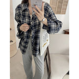 Real Shooting Retro Loose Sun Plaid Shirt Jacket Style Women's Spring And Autumn Design Sense Of Niche Temperament