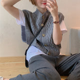 2026 Autumn Solid Color Round Collar Commuting Outside The Button Coarse Needle Silkless Soft Silk Sweater Knitted Vest