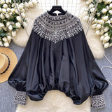 French Ocean Fine High-End Nail-Ball Shirt Fashion Loose Shirt Women