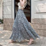 Summer New Chiffon Folded Flowers Half-Dress Women's High Sense Of Elegance Elegant Style Fall A-Dress Skirt