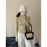 KANING Solid Color Pile Sweater Bottom Shirt 2026 Autumn And Winter New Sweet Wind Clear Pure Knitted Girl