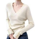 Kaning Port Wind Soft-Crysted Knitted Jersey 2026 Autumn And Winter New Solid Color V-Neck Thin Inside The Bottom Sweater
