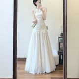 2026 Summer French Important Occasion Beautiful Dress Light People Gentle Know Wearing Light Apricot Lace Temperament Dress