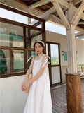 White Suspension Summer 2025 New Small Fresh Butterfly Teling Mid-Long First Love Dress Dress Woman