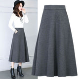 Autumn And Winter Pure Color Hair, The Half-Dress Skirt Big Swing Skirt High-Rise Long Dress Skirt Skirt Skirt