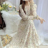 Korean Version Of The New Spring And Autumn Dress Long Sleeves To Show High-Waist Korean Version Of The V-Neck Skirt Broken Snowy Dress Long
