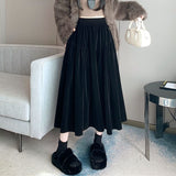 Korean Version Of Black Velvet Half-Dress Girl Small Man With High Waist Long A-Shaped Skirt Autumn And Winter Design Sense Croatous Umbrella Skirt