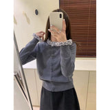 KANING French Wooden Ear Bump Color Knitted Cardigan Women 2026 Autumn New Women's Sweater Women's Knitted Shirt