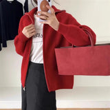 KANING Korean Version Of Double Zipper Knitted Cardigan 2026 Autumn And Winter New Loose Lazy Soft Sweater Woman