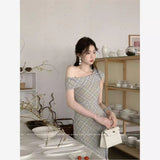 Pure-Want-Style Sexy Out-To-Shoulder Collar Dress With Thin Lattice Dress Summer New Thin Dress