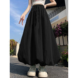 Yellow Rope Half-Dress Woman Summer Thin Gentle Wind High Waist A Word Ponpon Thorn Skirt Skirt