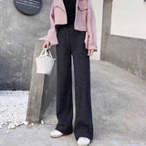 Casual Knitted Wide-Legged Trousers Women 2026 Autumn And Winter New Loose High-Waisted Straight Barrel Tugging Long Pants Women