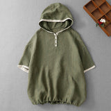 Real Shooting 26 Cotton Hooded Short-Sleeved Shirt Top Coat Large Size Women's Clothing Literature And Art Leisure Retro Relaxed Summer Women