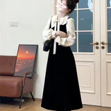 Small French Black Interior Dress Autumn And Winter 2025 New High-End Hepburn Style Large-Size Mid-Size Skirt