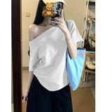 Design A Small Collar With Short-Sleeved T-Shirts For Women's Summer Korean Version Of The Loose Thin Lazy Half-Sleeved Blouse