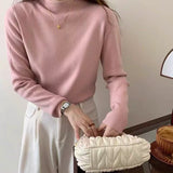 KANING Simple Half-High Collar Knitted Bottom Shirt Women 2026 Autumn And Winter Soft Long Sleeves With Sweater Top