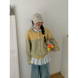KANING Korean Version Of Round-Neck Striped Knitted Jersey 2026 Autumn And Winter New Loose Sweater Jacket