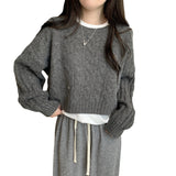 Kaning Fashion Round-Necked Jasmine Knitted Shirt 2026 Autumn And Winter New Blouse With Lazy Wind Sweater