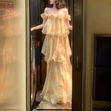 Heavy Industry 7-Meter Swing French Holiday Chopped Fresh Snowflake Short-Sleeved Sling Dress 2026 Summer Skirt
