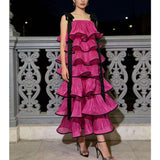 Fashion Thin Temperament Dress Thousands Of Gold Famous Wind Strapped Sling Heavy Industry Lotus Leaf Side Dress