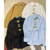 2026 Heavy Industry Fashion Collar Loose Personality Button Simple Women's Long-Sleeved Shirt Shirt